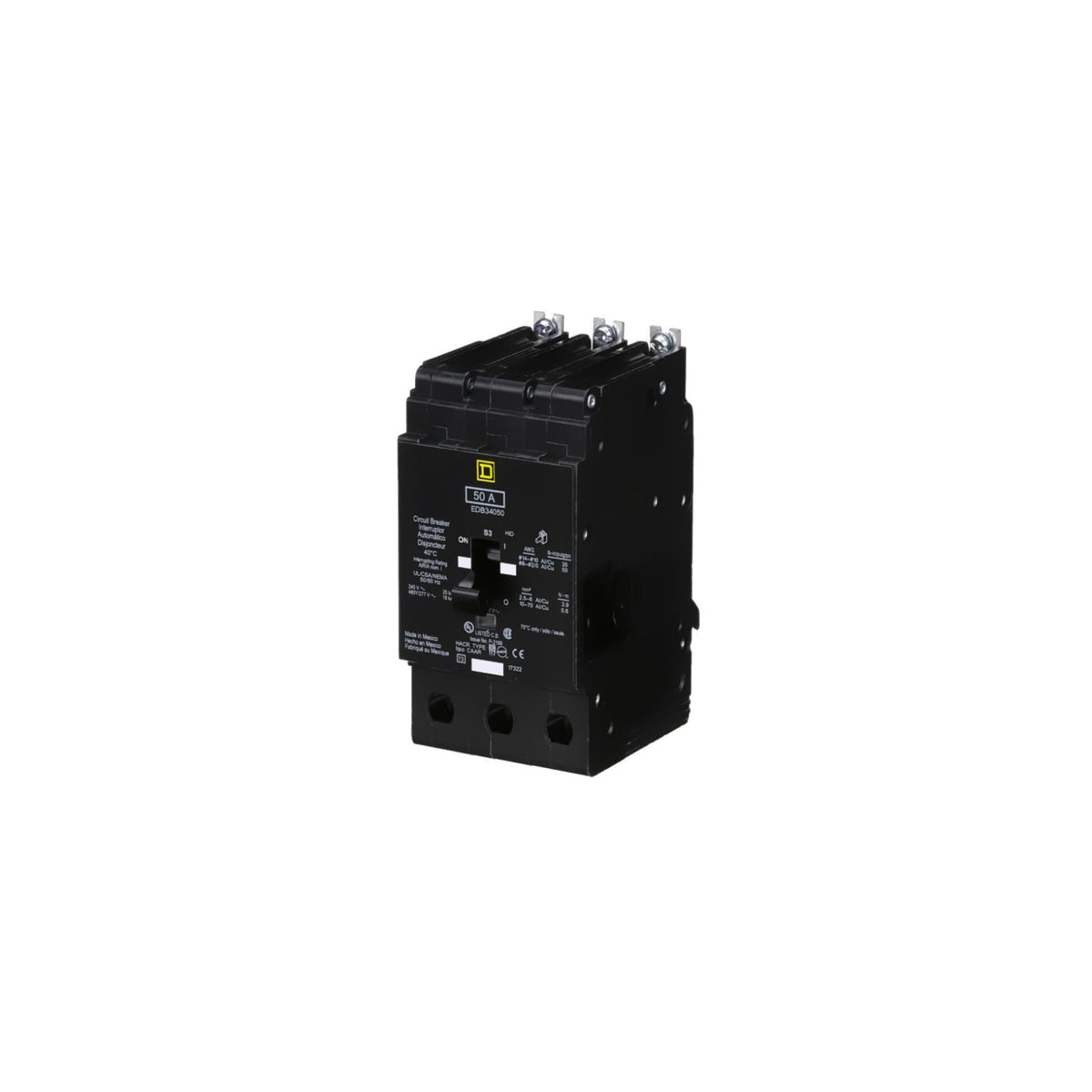 Interruptor Atornillable Marco E-3P Schneider Electric 50A 480 Vca EDB34050 - imagen 3