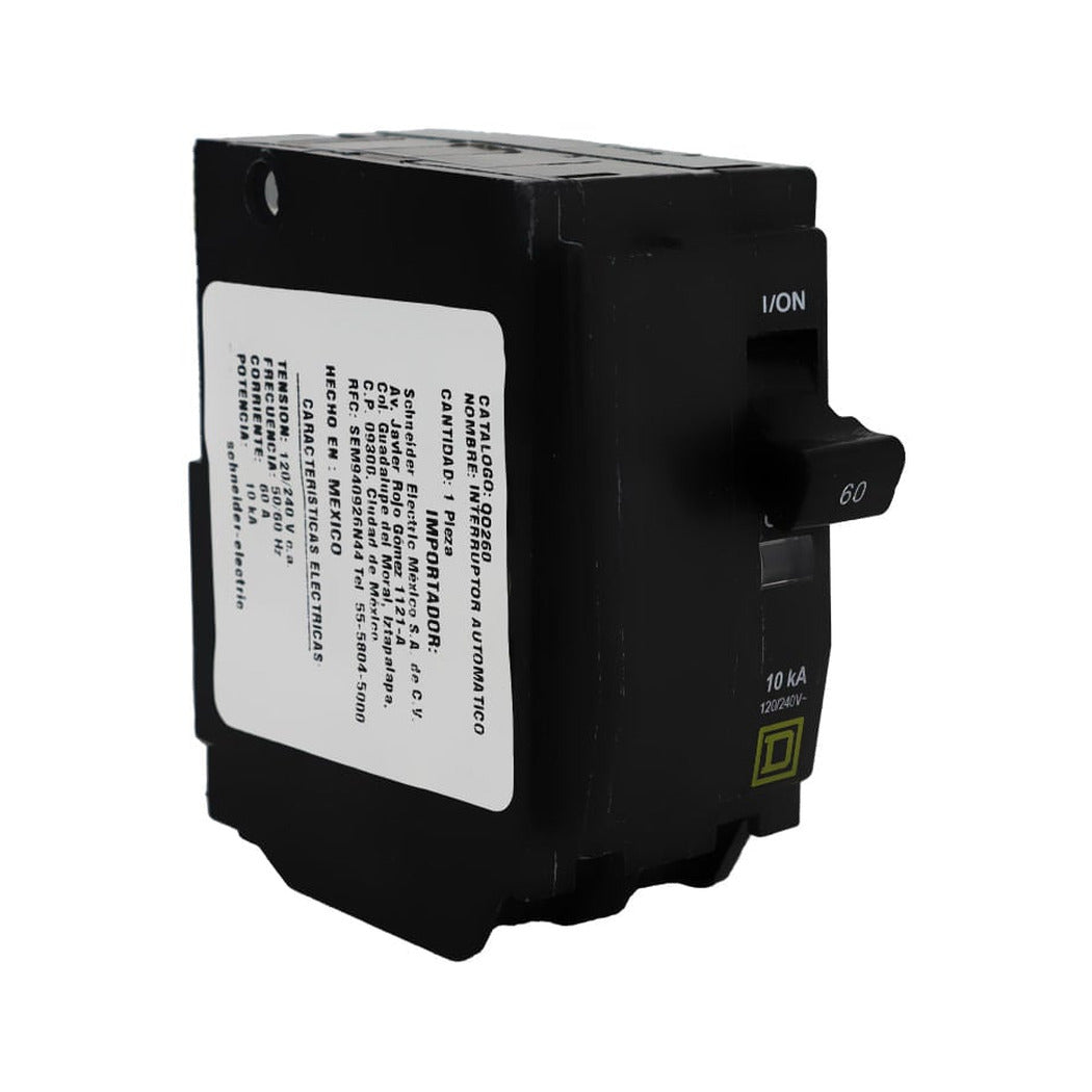 Interruptor Termomagnético Square D QO 2 Polos 60A Enchufable 10kA 120/240V QO260 - imagen 3