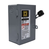 Interruptor de seguridad con portafusibles Square D de 2 polos, 30A, 3 fases, 3 hilos, NEMA1, neutro