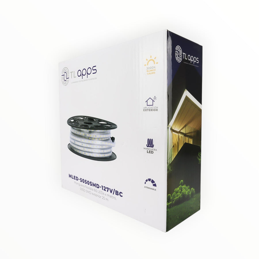 Manguera LED Flexible de Alta Potencia TLapps 5050, 25 Metros, Luz Cálida, Exterior, IP65 - imagen 6