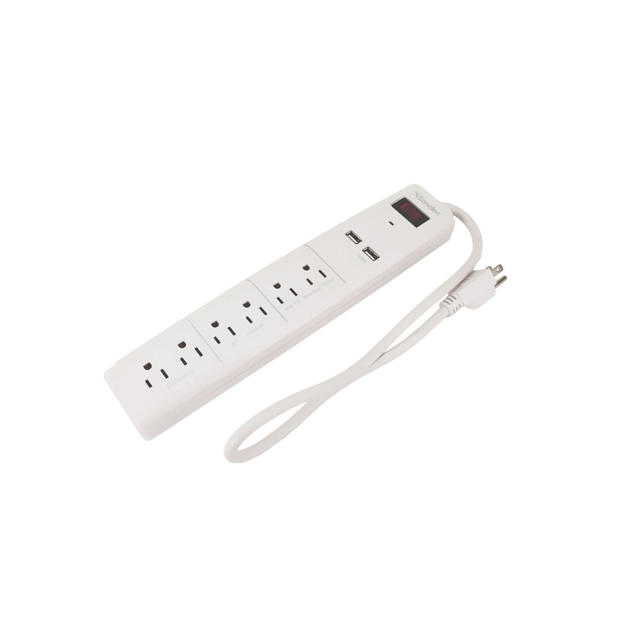 Multicontacto Sanelec con 6 Contactos y 2 Puertos USB, Supresor de Picos 450J, | SE313560