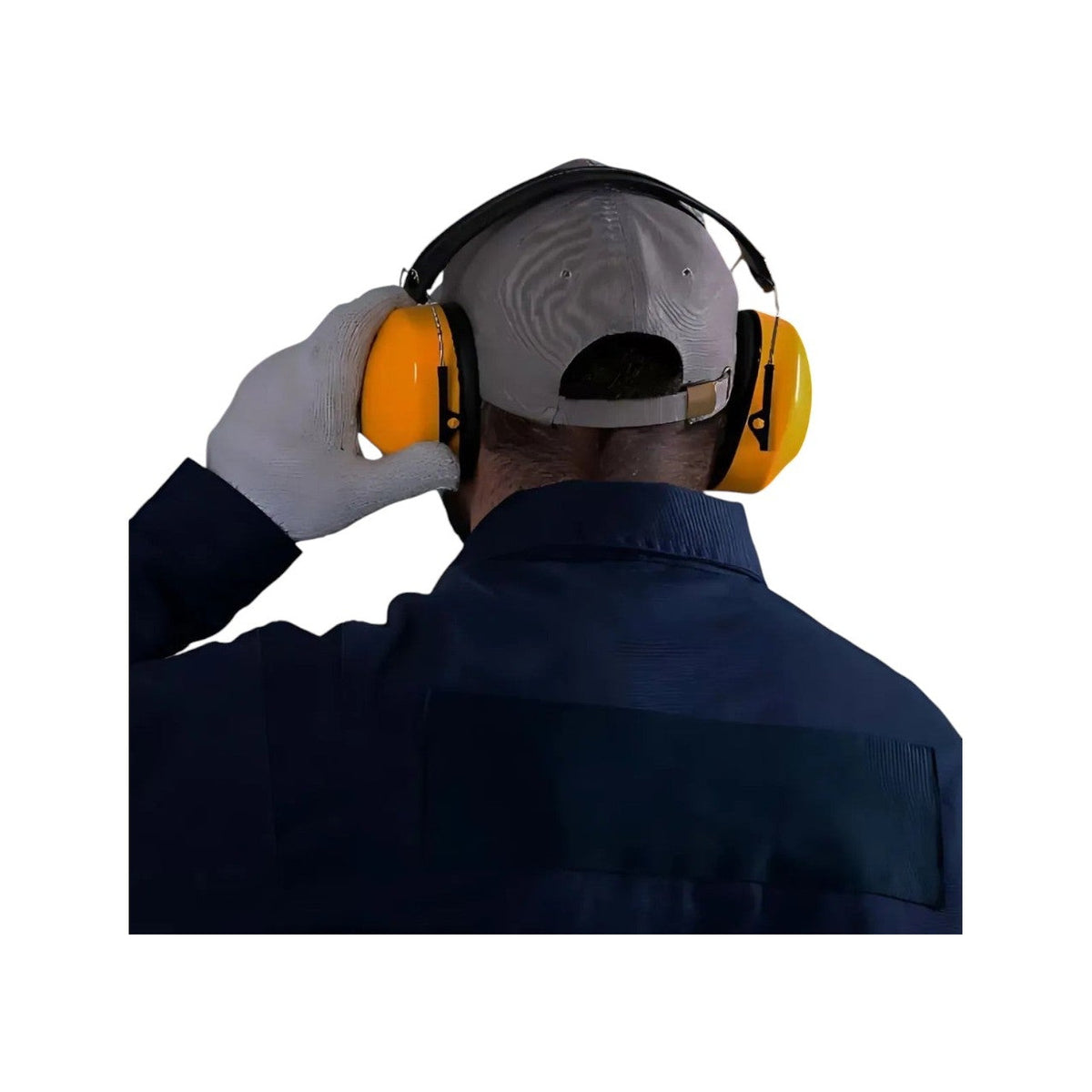 Trabajador con orejeras de seguridad amarillas Argos Confort de 25dB, ideales para protección auditiva industrial.