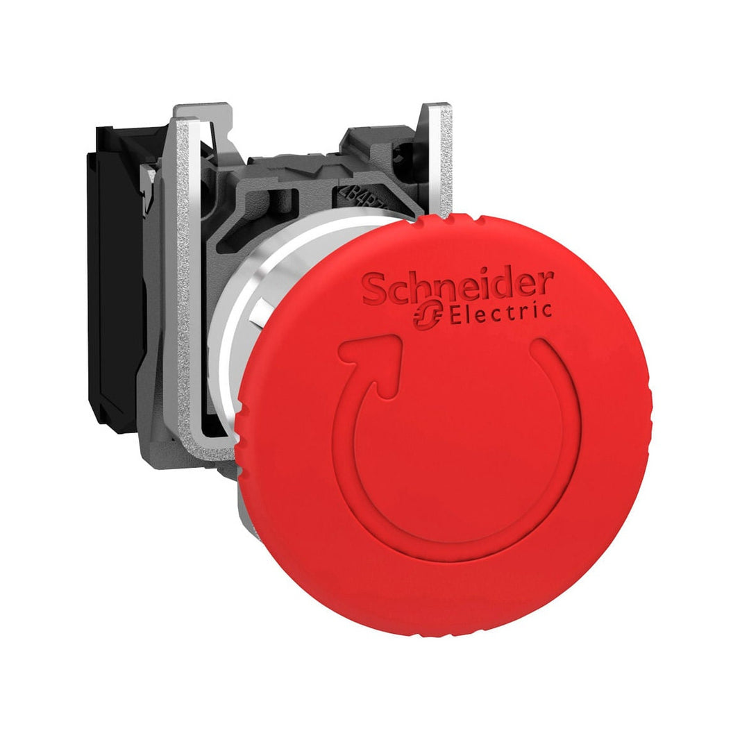 Pulsador de Paro de Emergencia Schneider Electric Harmony XB4BS8442, 40 mm, Rojo, 1 NC, con Giro para Liberar