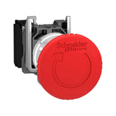 Pulsador de Paro de Emergencia Schneider Electric Harmony XB4BS8442, 40 mm, Rojo, 1 NC, con Giro para Liberar