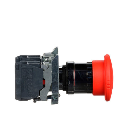 Pulsador de Paro de Emergencia Schneider Electric Harmony XB4BS8445, 40 mm, Rojo, 1 NA + 1 NC, con Giro para Liberar, vista 2