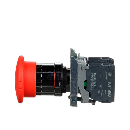 Pulsador de Paro de Emergencia Schneider Electric Harmony XB4BS8445, 40 mm, Rojo, 1 NA + 1 NC, con Giro para Liberar, vista 3