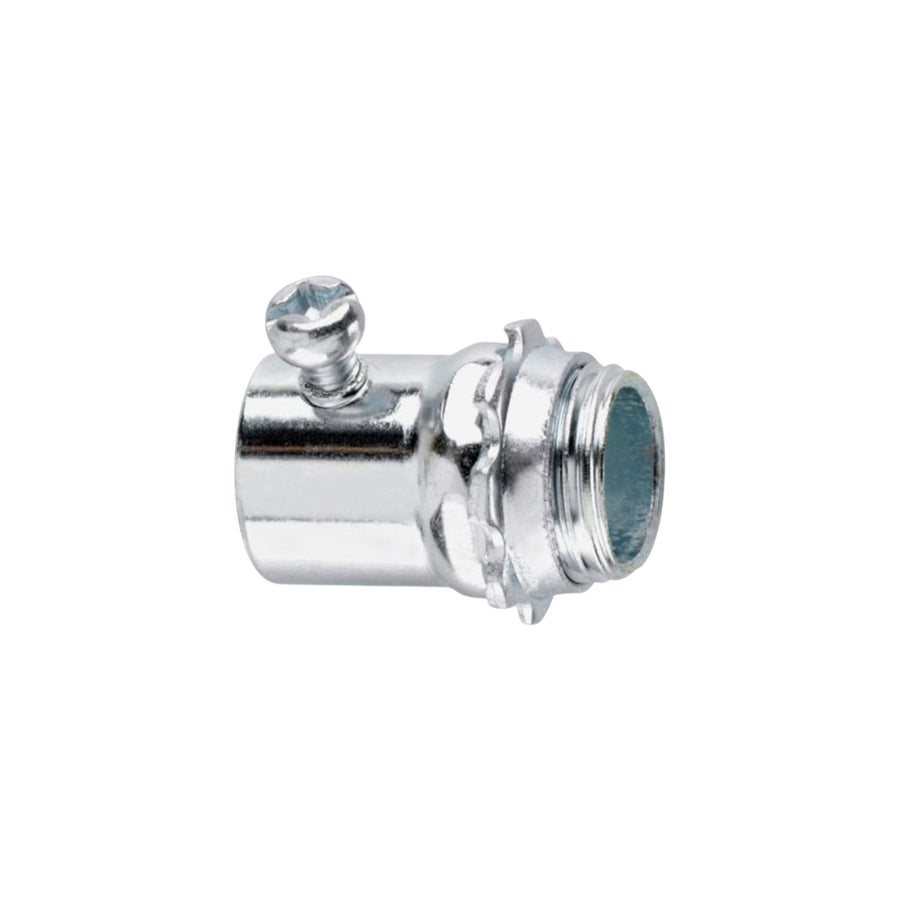 Conector de acero galvanizado Crouse-Hinds (Eaton) de 3/4 pulgadas para tubería conduit EMT con tornillo de opresión