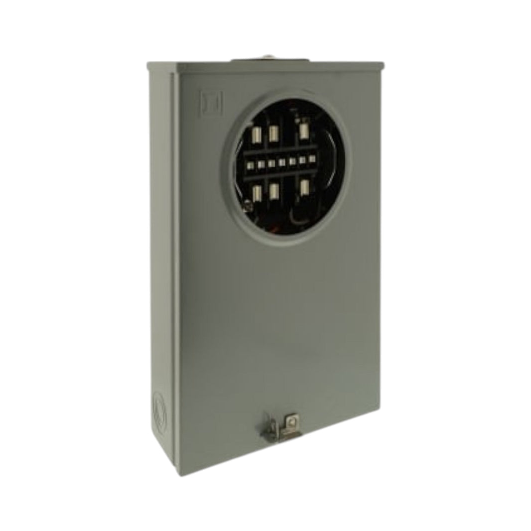 Base de medición monofásica Schneider Electric MS02013J de 125A con 13 mordazas en gabinete de acero gris de PEFSA