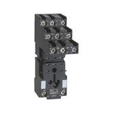Base para relevador miniatura Schneider de 11 pines con terminales de tornillo, disponible en PEFSA | Productos Eléctricos y Ferreteros