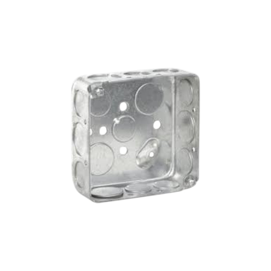 Caja cuadrada embutida de acero galvanizado Crouse-Hinds de 4x4 pulgadas con knockouts en PEFSA | Productos Eléctricos y Ferreteros