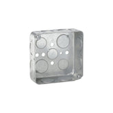 Caja cuadrada embutida PEFSA | Productos Eléctricos y Ferreteros de acero galvanizado 4x4 con knockouts de 3/4 pulg