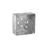 Caja cuadrada soldada de acero galvanizado PEFSA | Productos Eléctricos y Ferreteros de 4x4 pulgadas con knockouts