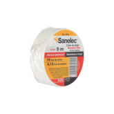 Rollo de cinta de aislar blanca Sanelec de 19 mm x 9 m para conexiones eléctricas, disponible en PEFSA | Productos Eléctricos y Ferreteros