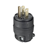 Clavija de hule de uso rudo Leviton PEFSA | Productos Eléctricos y Ferreteros, negra, NEMA 5-15P, 15A, 125V.