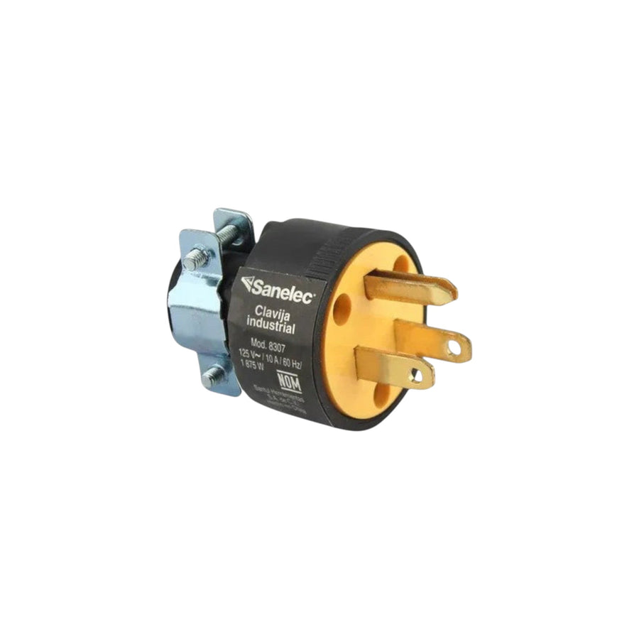Clavija industrial reforzada PEFSA | Productos Eléctricos y Ferreteros Sanelec NEMA 5-15P con abrazadera de metal