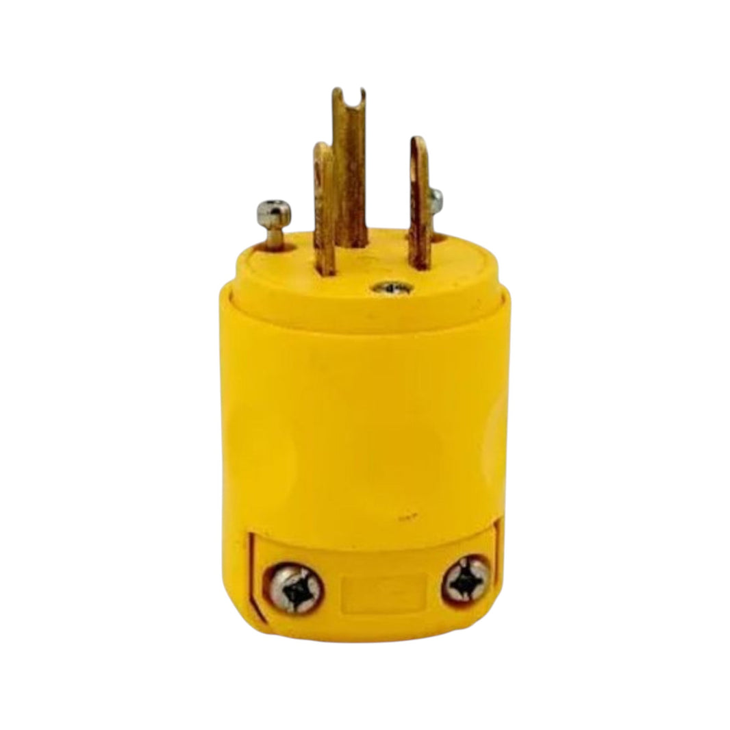 Clavija recta Leviton de PVC amarillo de alta visibilidad, 15A 125V, disponible en PEFSA | Productos Eléctricos y Ferreteros