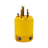 Clavija recta Leviton de PVC amarillo de alta visibilidad, 15A 125V, disponible en PEFSA | Productos Eléctricos y Ferreteros