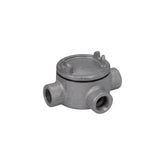 Cuerpo de condulet PEFSA | Productos Eléctricos y Ferreteros tipo GUAT de 1 1/2 pulg en hierro Feraloy gris