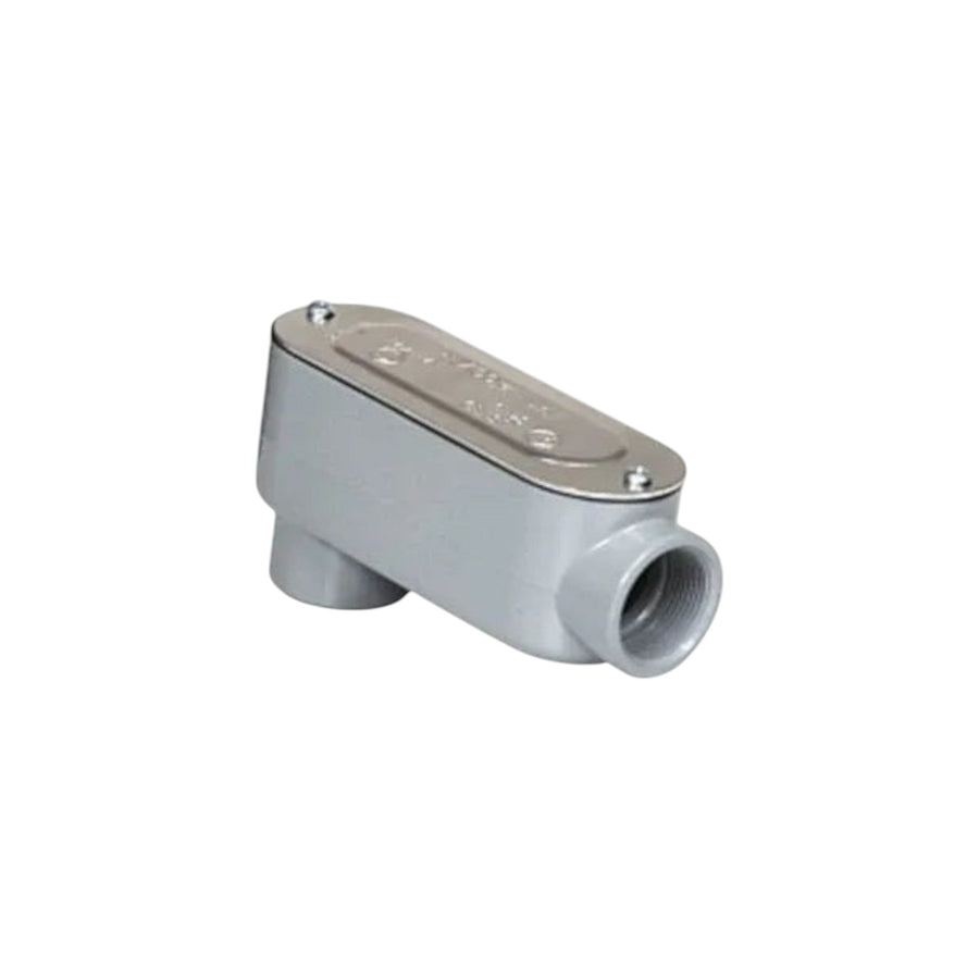 Cuerpo condulet tipo LR de 1 pulgada marca PEFSA | Productos Eléctricos y Ferreteros, fabricado en aluminio resistente.