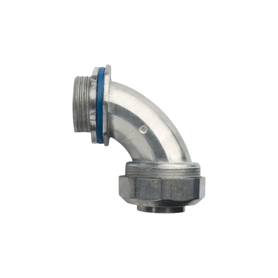 Conector curvo 90 grados Liquid Tight de 3/4 pulgadas en zinc de la marca PEFSA | Productos Eléctricos y Ferreteros