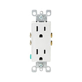 Contacto dúplex Leviton Decora blanco de 15A 125V, diseño rectangular moderno para instalaciones eléctricas de PEFSA