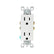 Contacto dúplex Leviton Decora blanco de 15A 125V, diseño rectangular moderno para instalaciones eléctricas de PEFSA