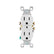 Contacto dúplex Leviton blanco de 15A y 125V con conexión a tierra, disponible en PEFSA | Productos Eléctricos y Ferreteros
