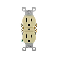 Contacto dúplex Leviton color marfil de 15A y 125V con conexión a tierra, disponible en PEFSA | Productos Eléctricos y Ferreteros