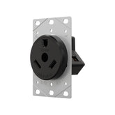 Contacto fijo Leviton de 30A y 125V con placa metálica, ideal para conexiones industriales seguras en PEFSA