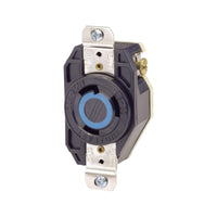 Contacto fijo de media vuelta Leviton NEMA L6-30R de 30A y 250V en nylon negro, disponible en PEFSA | Productos Eléctricos y Ferreteros