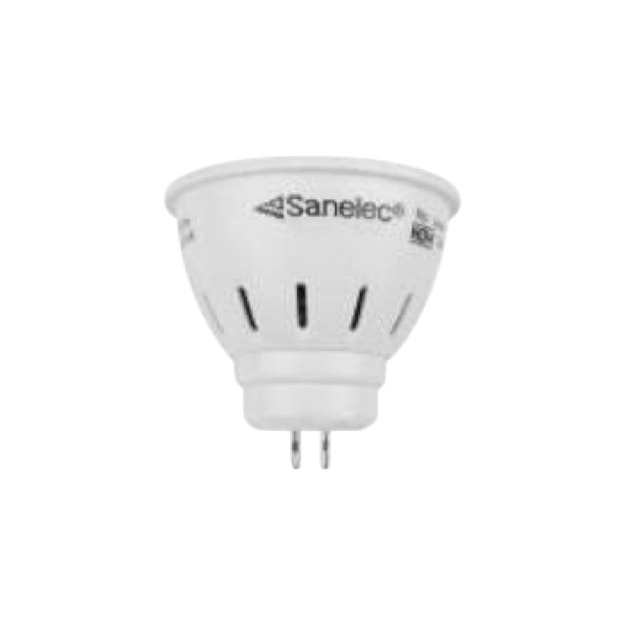 Foco dicroico halógeno Sanelec MR16 de 50W y 12V con base GU5.3 para iluminación de acento en PEFSA