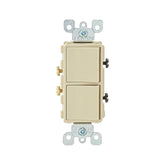 Interruptor dúplex Leviton Decora color marfil de 15A para control doble en instalaciones de PEFSA | Productos Eléctricos y Ferreteros