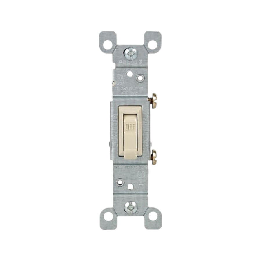 Interruptor de palanca sencillo Leviton PEFSA | Productos Eléctricos y Ferreteros en color marfil de 15A y 120V