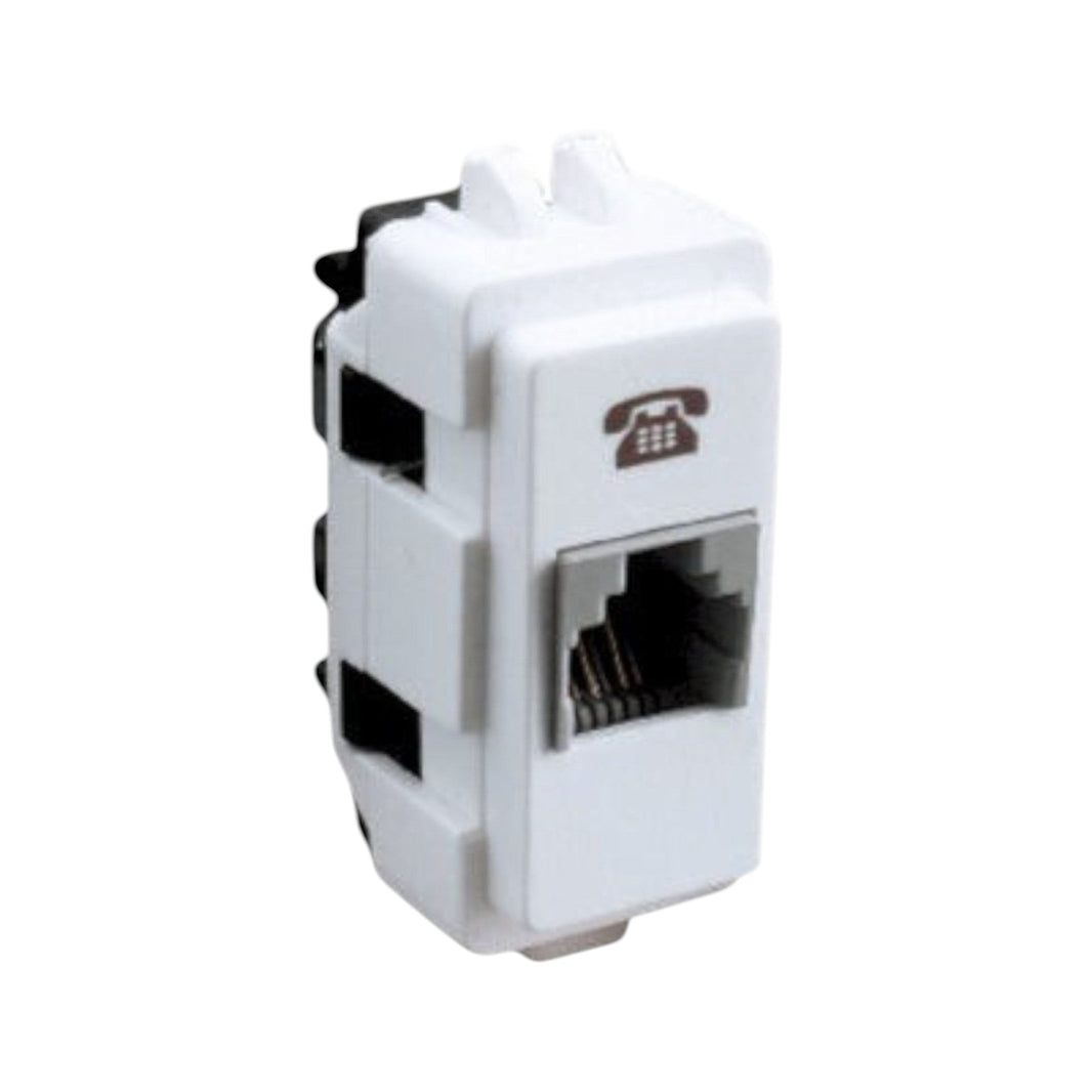 Módulo toma telefónica RJ11 blanco de la línea Marisio Genesis de PEFSA | Productos Eléctricos y Ferreteros