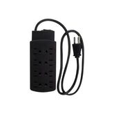 Multicontacto Sanelec de 8 tomas con supresor de picos y cable negro, disponible en PEFSA | Productos Eléctricos y Ferreteros
