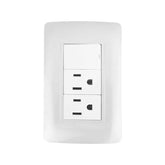 Placa armada PEFSA | Productos Eléctricos y Ferreteros Toscana con un apagador y dos contactos en acero inoxidable silver