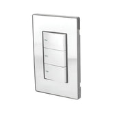 Placa armada PEFSA | Productos Eléctricos y Ferreteros Sanelec Cordoba de acero inoxidable con tres apagadores blancos