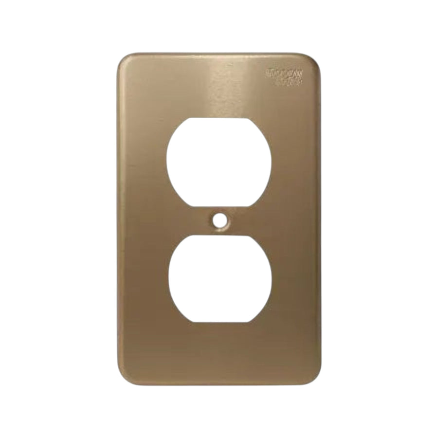 Placa de pared PEFSA | Productos Eléctricos y Ferreteros de aluminio anodizado color oro para contacto dúplex estándar