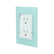 Placa armada Sanelec Venecia color aqua con dos contactos polarizados, diseño moderno para instalaciones eléctricas.
