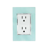 Placa armada Sanelec Venecia color aqua con dos contactos polarizados, disponible en PEFSA | Productos Eléctricos y Ferreteros