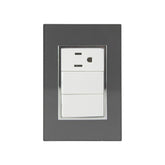 Placa armada PEFSA | Productos Eléctricos y Ferreteros Sanelec Venecia color humo con 2 apagadores y 1 contacto
