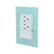 Placa armada Sanelec Venecia Aqua con un apagador y dos contactos, diseño en color verde agua para uso exterior.