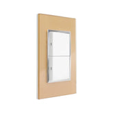 Placa armada PEFSA | Productos Eléctricos y Ferreteros línea Venecia color champagne con dos apagadores blancos
