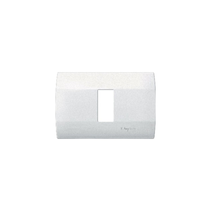 Placa decorativa de 1 módulo Schneider Electric línea Duna en color blanco, fabricada en policarbonato resistente.