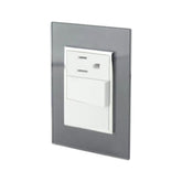 Placa armada PEFSA | Productos Eléctricos y Ferreteros Sanelec Venecia color humo con dos apagadores y un contacto
