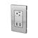 Placa armada Sanelec Cordoba gris con un contacto y dos puertos USB de carga rápida, disponible en PEFSA | Productos Eléctricos y Ferreteros