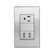 Placa armada Sanelec Cordoba gris con un contacto eléctrico y dos puertos USB de carga rápida en PEFSA