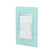 Placa armada Sanelec Venecia Aqua con tres apagadores blancos y marco color agua, ideal para exteriores.