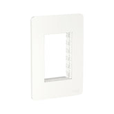 Placa con soporte Schneider Electric Unica para 3 módulos en color blanco, disponible en PEFSA | Productos Eléctricos y Ferreteros