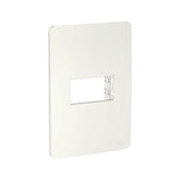 Placa con soporte PEFSA Schneider Electric Unica de 1 módulo en color blanco con diseño minimalista y acabado moderno.